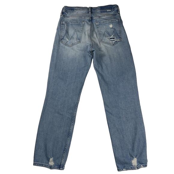 Light Blue Distressed Women's Cropped Jeans - Picture 6 of 16
